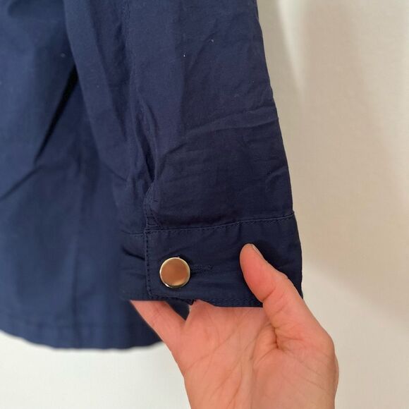 Charter Club dark blue light jacket, side pockets, gold tone buttons, M - Picture 8 of 8